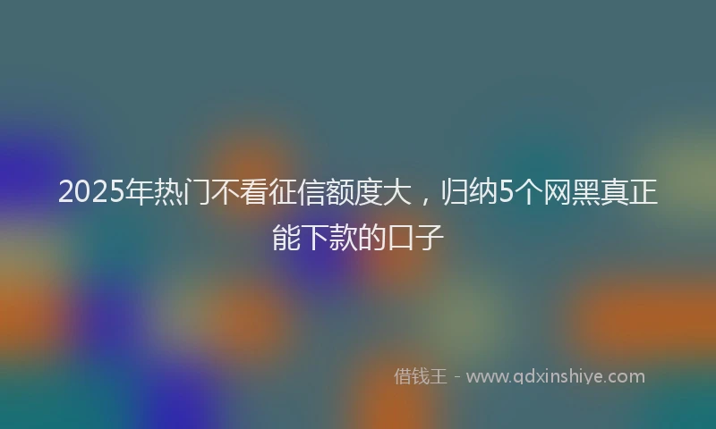 2025年热门不看征信额度大，归纳5个网黑真正能下款的口子