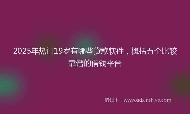 2025年热门19岁有哪些贷款软件，概括五个比较靠谱的借钱平台
