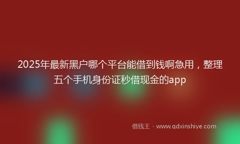 2025年最新黑户哪个平台能借到钱啊急用，整理五个手机身份证秒借现金的app