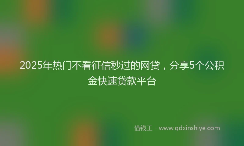 2025年热门不看征信秒过的网贷，分享5个公积金快速贷款平台