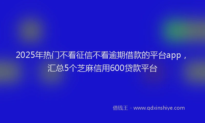 2025年热门不看征信不看逾期借款的平台app，汇总5个芝麻信用600贷款平台