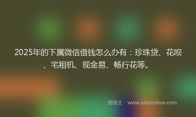 2025年的下属微信借钱怎么办有：珍珠贷、花呗、宅租机、现金易、畅行花等。