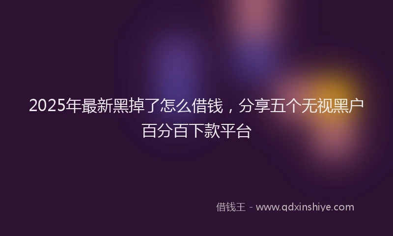 2025年最新黑掉了怎么借钱，分享五个无视黑户百分百下款平台