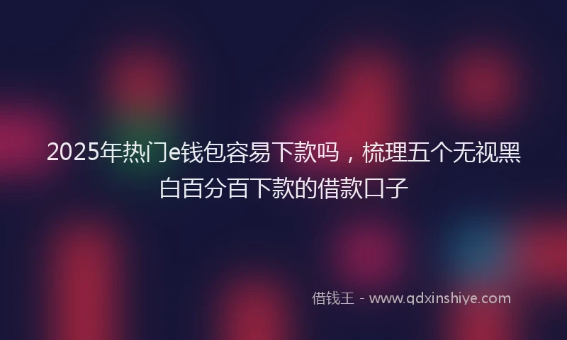 2025年热门e钱包容易下款吗，梳理五个无视黑白百分百下款的借款口子
