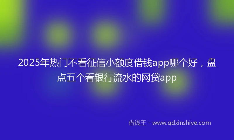 2025年热门不看征信小额度借钱app哪个好，盘点五个看银行流水的网贷app