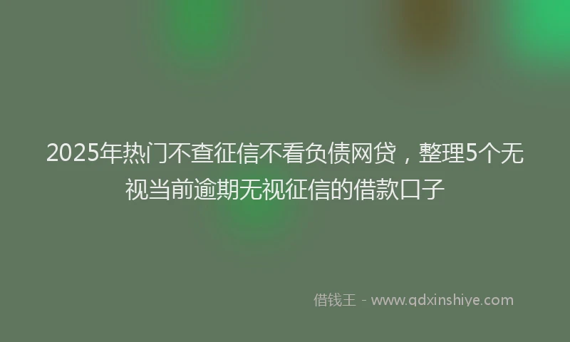 2025年热门不查征信不看负债网贷，整理5个无视当前逾期无视征信的借款口子