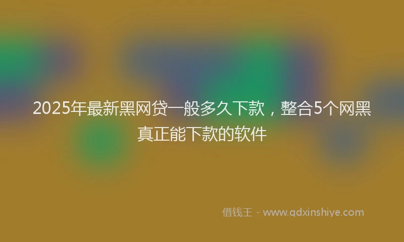 2025年最新黑网贷一般多久下款，整合5个网黑真正能下款的软件