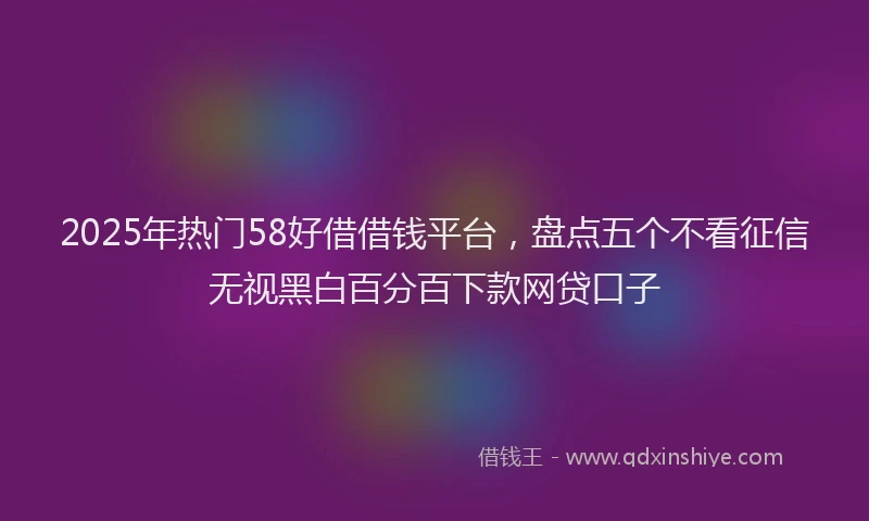 2025年热门58好借借钱平台，盘点五个不看征信无视黑白百分百下款网贷口子