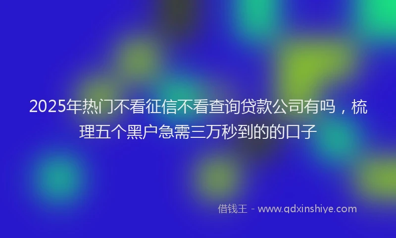 2025年热门不看征信不看查询贷款公司有吗，梳理五个黑户急需三万秒到的的口子