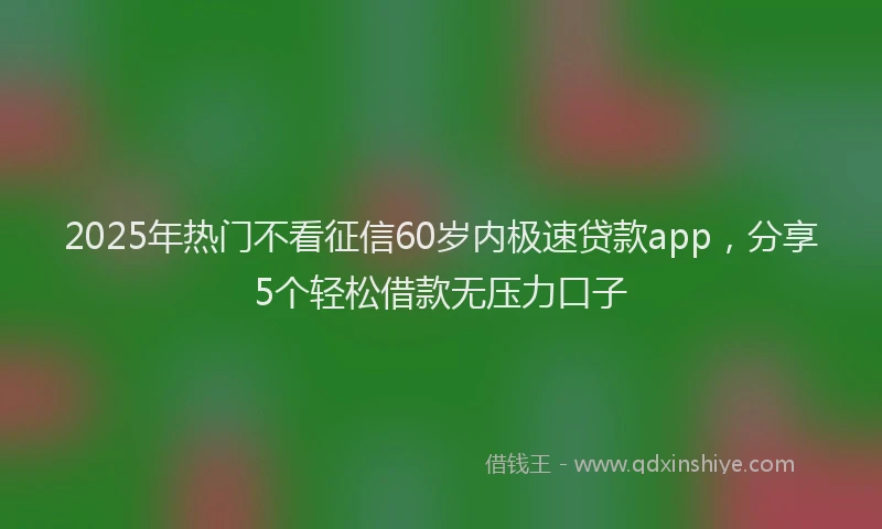2025年热门不看征信60岁内极速贷款app，分享5个轻松借款无压力口子