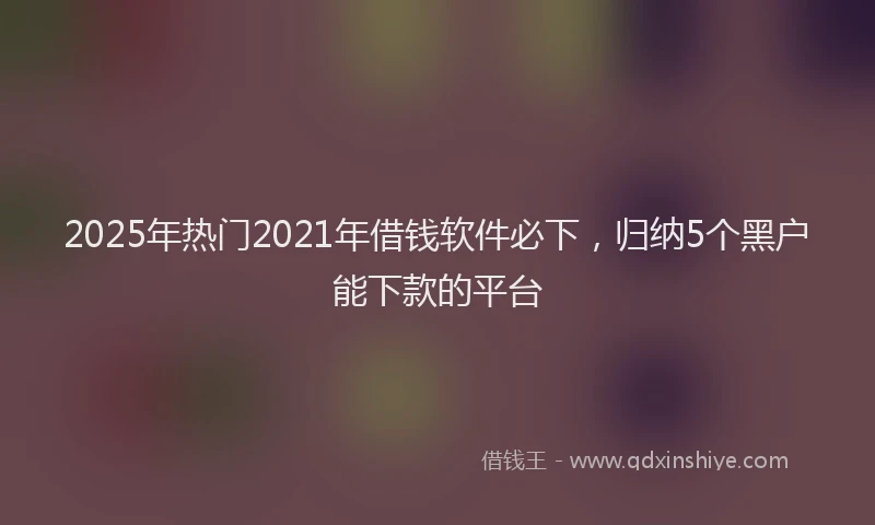 2025年热门2021年借钱软件必下，归纳5个黑户能下款的平台