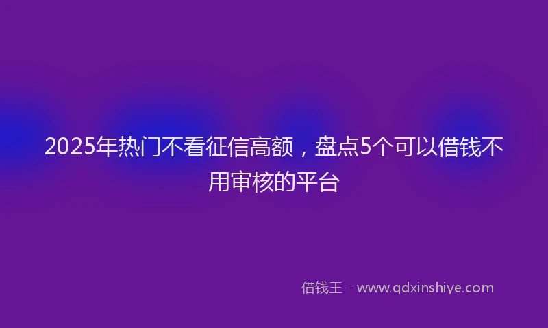 2025年热门不看征信高额，盘点5个可以借钱不用审核的平台