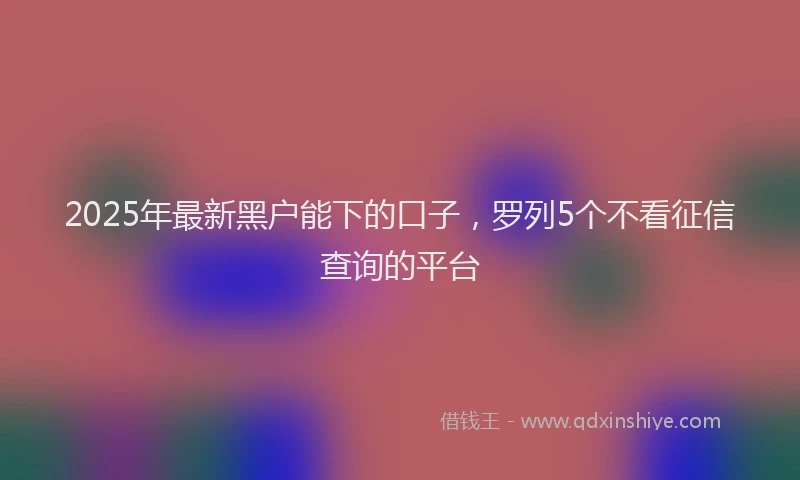 2025年最新黑户能下的口子，罗列5个不看征信查询的平台