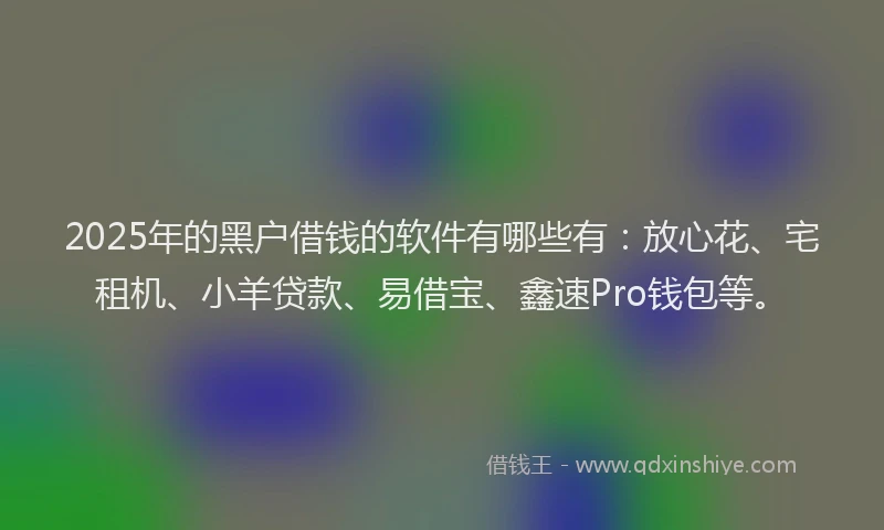 2025年的黑户借钱的软件有哪些有：放心花、宅租机、小羊贷款、易借宝、鑫速Pro钱包等。