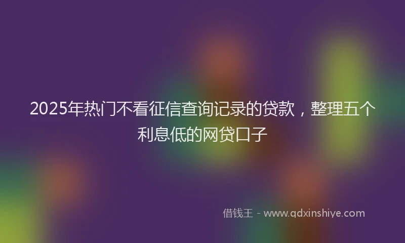 2025年热门不看征信查询记录的贷款，整理五个利息低的网贷口子