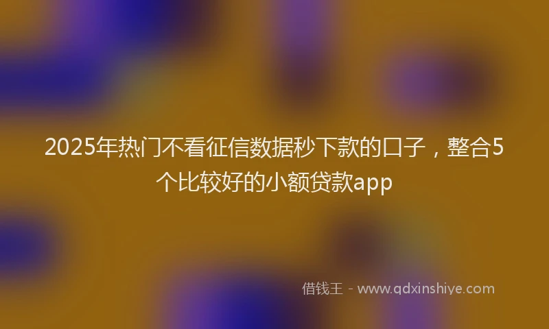 2025年热门不看征信数据秒下款的口子，整合5个比较好的小额贷款app