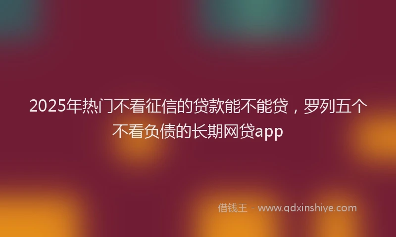 2025年热门不看征信的贷款能不能贷，罗列五个不看负债的长期网贷app