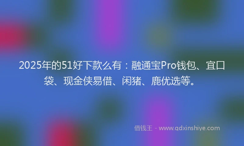 2025年的51好下款么有：融通宝Pro钱包、宜口袋、现金侠易借、闲猪、鹿优选等。