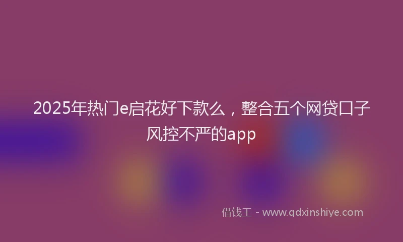 2025年热门e启花好下款么，整合五个网贷口子风控不严的app