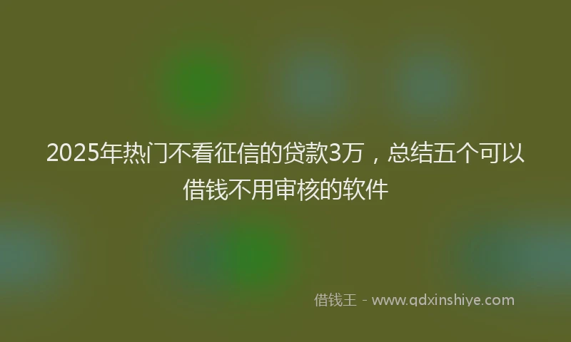 2025年热门不看征信的贷款3万，总结五个可以借钱不用审核的软件