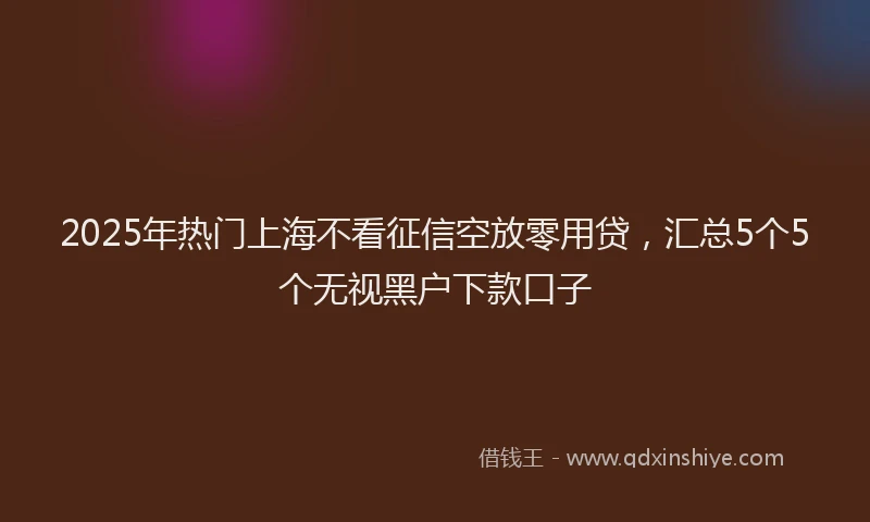 2025年热门上海不看征信空放零用贷，汇总5个5个无视黑户下款口子