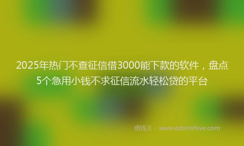 2025年热门不查征信借3000能下款的软件，盘点5个急用小钱不求征信流水轻松贷的平台