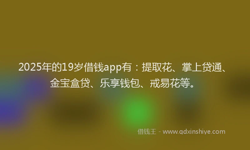 2025年的19岁借钱app有：提取花、掌上贷通、金宝盒贷、乐享钱包、戒易花等。