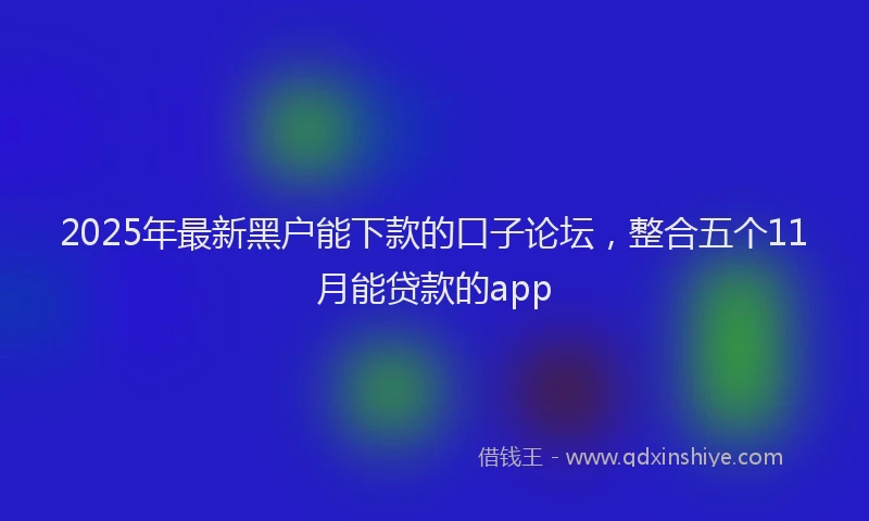 2025年最新黑户能下款的口子论坛，整合五个11月能贷款的app