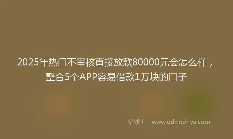 2025年热门不审核直接放款80000元会怎么样，整合5个APP容易借款1万块的口子