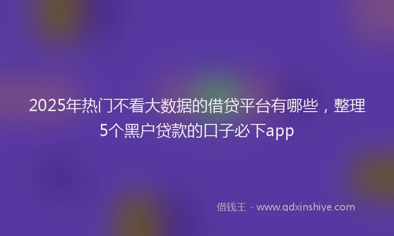 2025年热门不看大数据的借贷平台有哪些，整理5个黑户贷款的口子必下app
