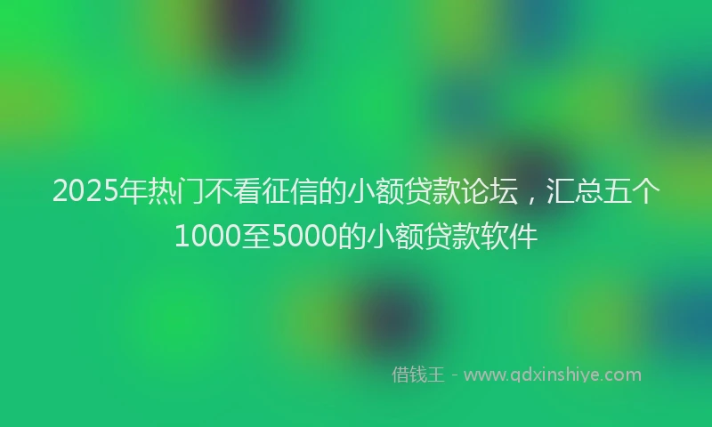 2025年热门不看征信的小额贷款论坛，汇总五个1000至5000的小额贷款软件