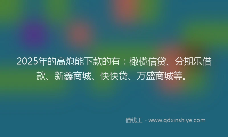 2025年的高炮能下款的有：橄榄信贷、分期乐借款、新鑫商城、快快贷、万盛商城等。