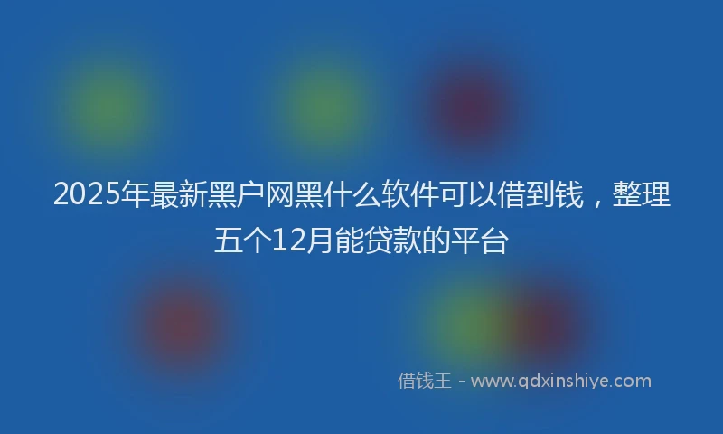 2025年最新黑户网黑什么软件可以借到钱，整理五个12月能贷款的平台