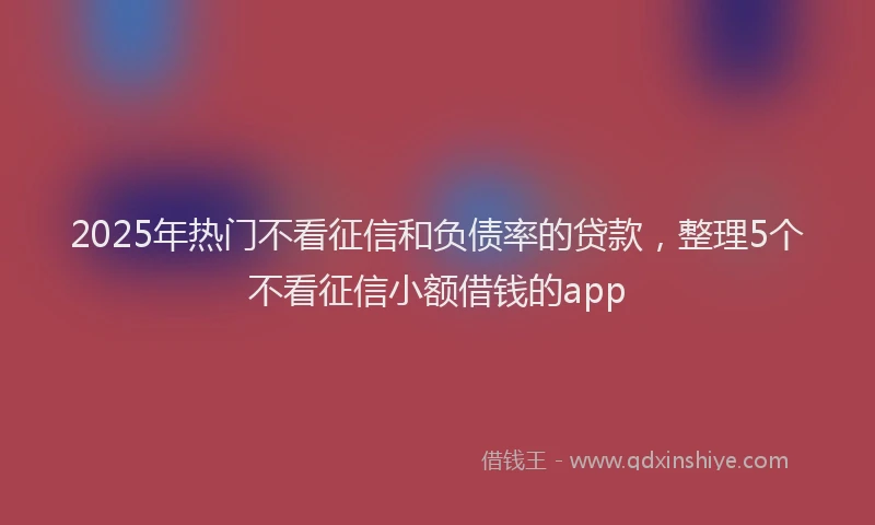 2025年热门不看征信和负债率的贷款，整理5个不看征信小额借钱的app