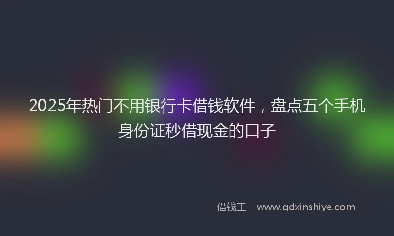 2025年热门不用银行卡借钱软件，盘点五个手机身份证秒借现金的口子
