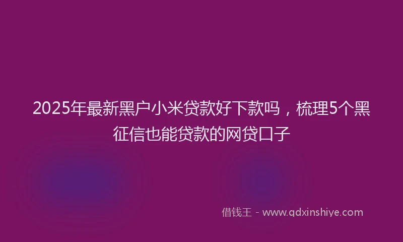 2025年最新黑户小米贷款好下款吗，梳理5个黑征信也能贷款的网贷口子