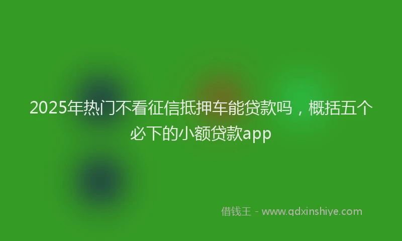2025年热门不看征信抵押车能贷款吗，概括五个必下的小额贷款app