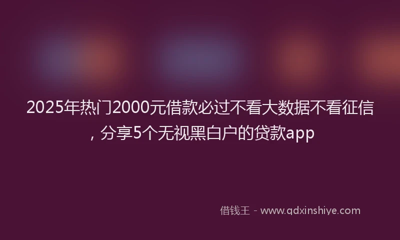 2025年热门2000元借款必过不看大数据不看征信，分享5个无视黑白户的贷款app