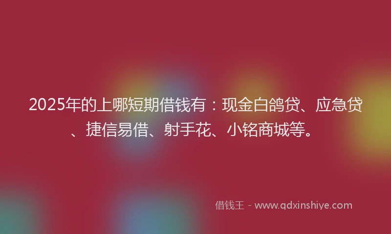 2025年的上哪短期借钱有：现金白鸽贷、应急贷、捷信易借、射手花、小铭商城等。