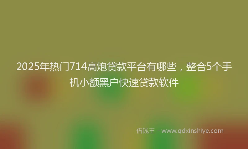 2025年热门714高炮贷款平台有哪些，整合5个手机小额黑户快速贷款软件