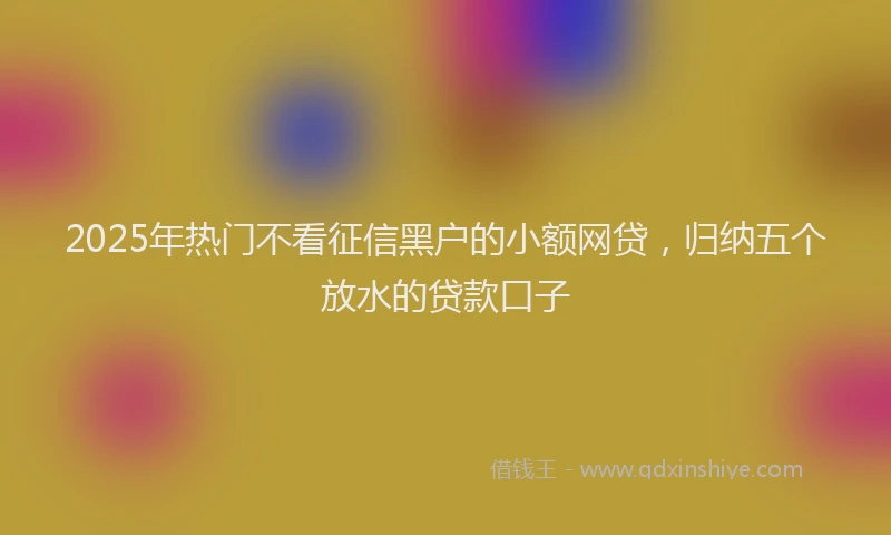 2025年热门不看征信黑户的小额网贷，归纳五个放水的贷款口子
