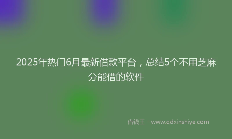 2025年热门6月最新借款平台，总结5个不用芝麻分能借的软件