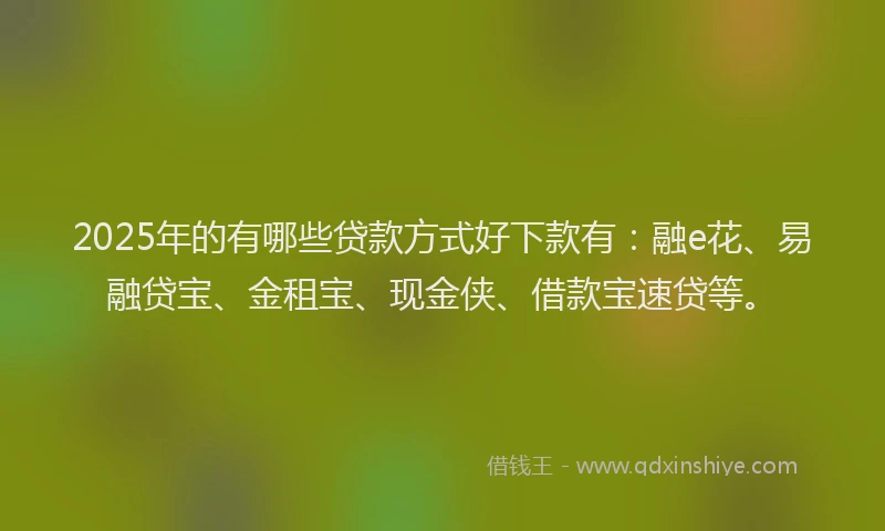 2025年的有哪些贷款方式好下款有：融e花、易融贷宝、金租宝、现金侠、借款宝速贷等。