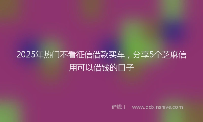 2025年热门不看征信借款买车，分享5个芝麻信用可以借钱的口子