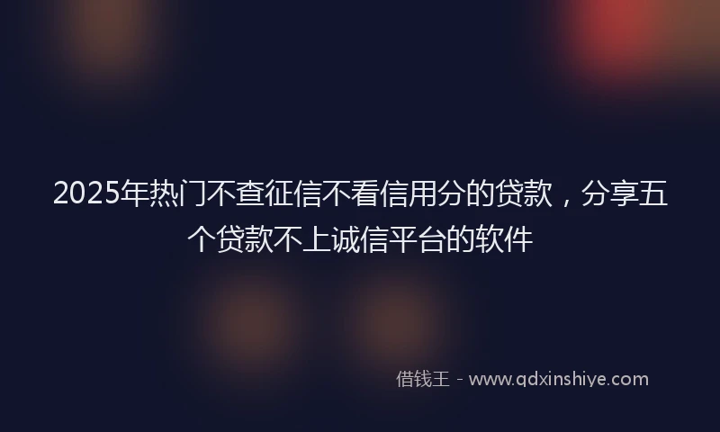 2025年热门不查征信不看信用分的贷款，分享五个贷款不上诚信平台的软件