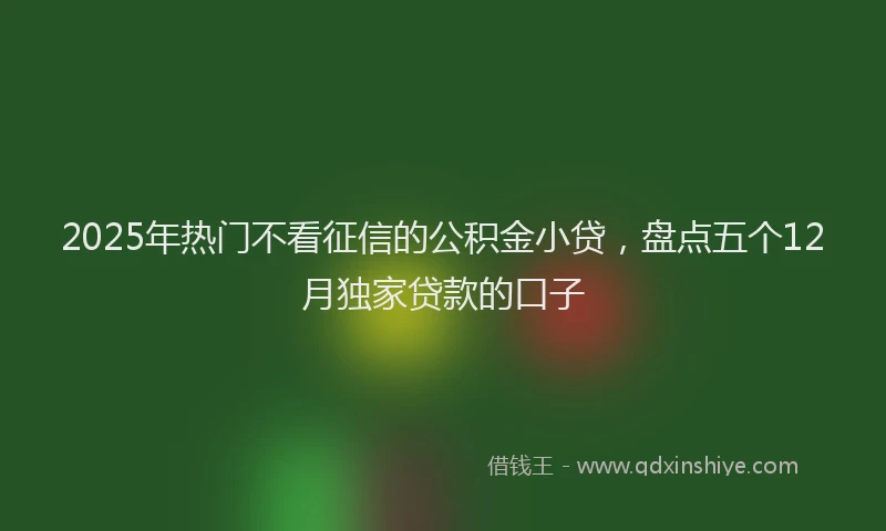 2025年热门不看征信的公积金小贷，盘点五个12月独家贷款的口子