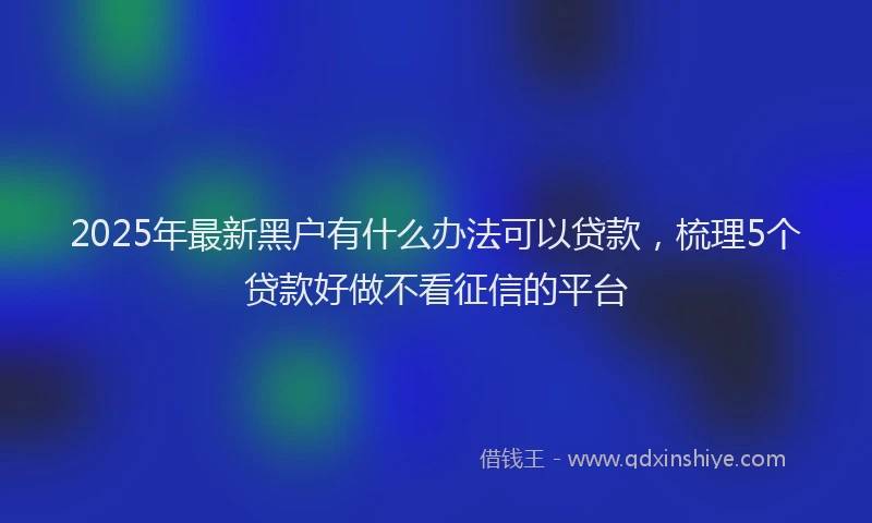 2025年最新黑户有什么办法可以贷款，梳理5个贷款好做不看征信的平台