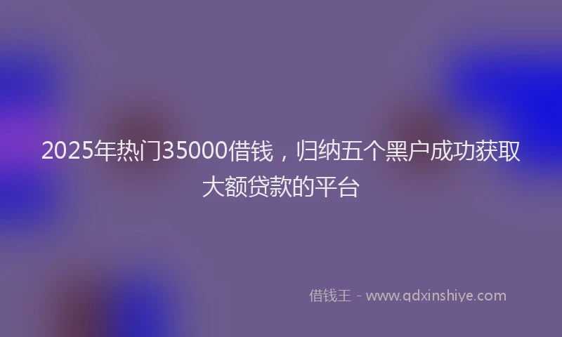 2025年热门35000借钱，归纳五个黑户成功获取大额贷款的平台