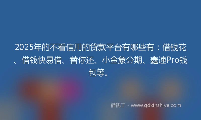 2025年的不看信用的贷款平台有哪些有：借钱花、借钱快易借、替你还、小金象分期、鑫速Pro钱包等。