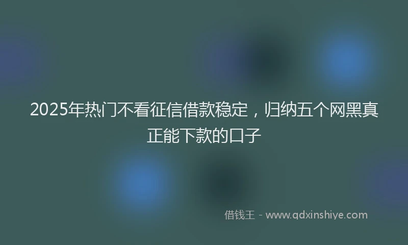 2025年热门不看征信借款稳定，归纳五个网黑真正能下款的口子